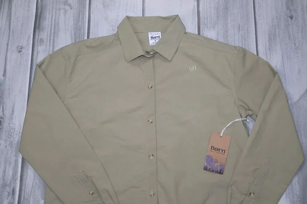 NEW Børn (Born) Outdoors Women's Button Down Shirt Olive Green 100% Nylon - Picture 2 of 10